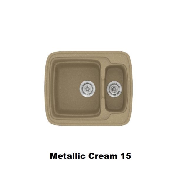 Cream Modern 1,5 Bowl Composite Kitchen Sink 60x51 15 Classic 314 Sanitec