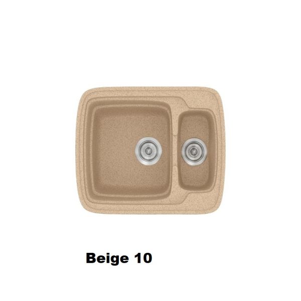 Beige Modern 1,5 Bowl Composite Kitchen Sink 60x51 10 Classic 314 Sanitec