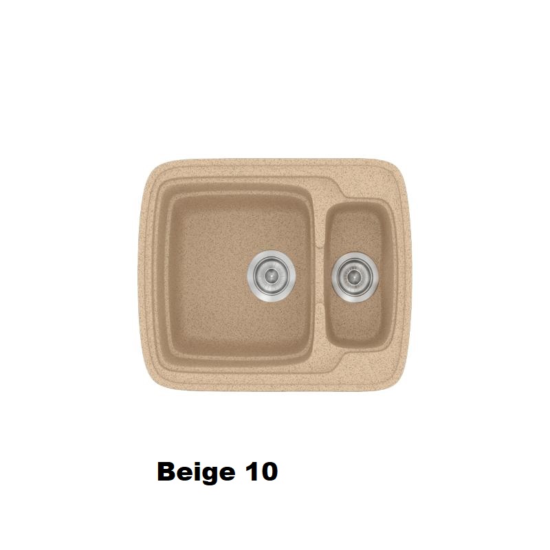 Beige Modern 1,5 Bowl Composite Kitchen Sink 60×51 10 Classic 314 Sanitec