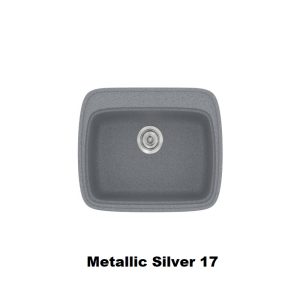 Metallic Silver Modern 1 Bowl Small Composite Kitchen Sink 58x50 17 Classic 313 Sanitec