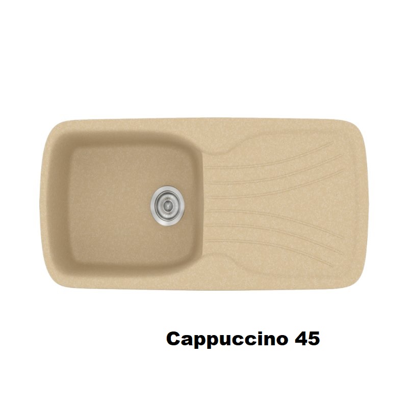 Μονοι συνθετικοι νεροχυτες κουζινας με μαξιλαρι και μια γουρνα καπουτσινο 97χ51 Cappuccino 45 Classic 308 Sanitec