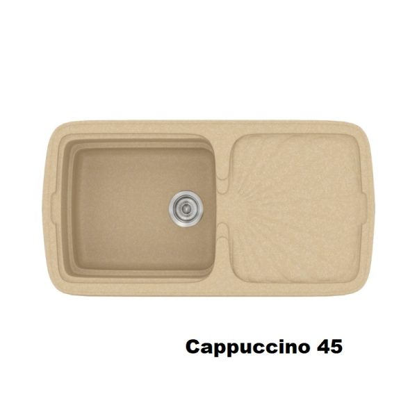 Cappuccino Modern 1 Bowl Composite Kitchen Sink with Drainer 96x51 45 Classic 306 Sanitec
