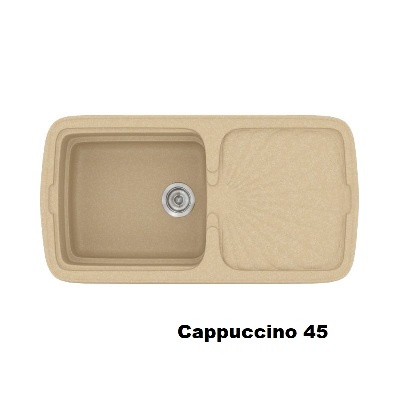 Μονος νεροχυτης κουζινας συνθετικος με ποδια και μια γουρνα χρωμματος καπουτσινο 96χ51 Cappuccino 45 Classic 306 Sanitec