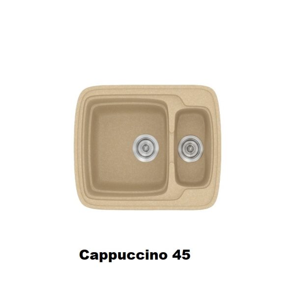 Μοντερνοι συνθετικοι μικροι νεροχυτες κουζινας με δυο γουρνες καπουτσινο 60χ51 Cappuccino 45 Classic 314 Sanitec