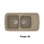 Taupe Modern 2 Bowl Composite Kitchen Sink with Small Drainer 42 96x51Classic 304 Sanitec