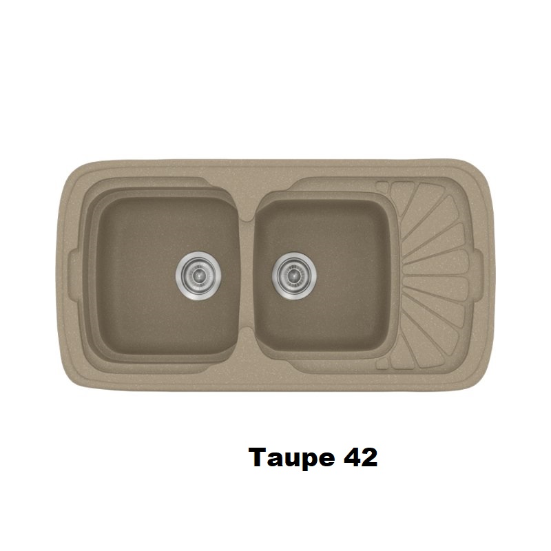 Μοντερνοι νεροχυτες κουζινας συνθετικοι με 2 γουρνες καφε γκρι Taupe 42 Classic 304 Sanitec