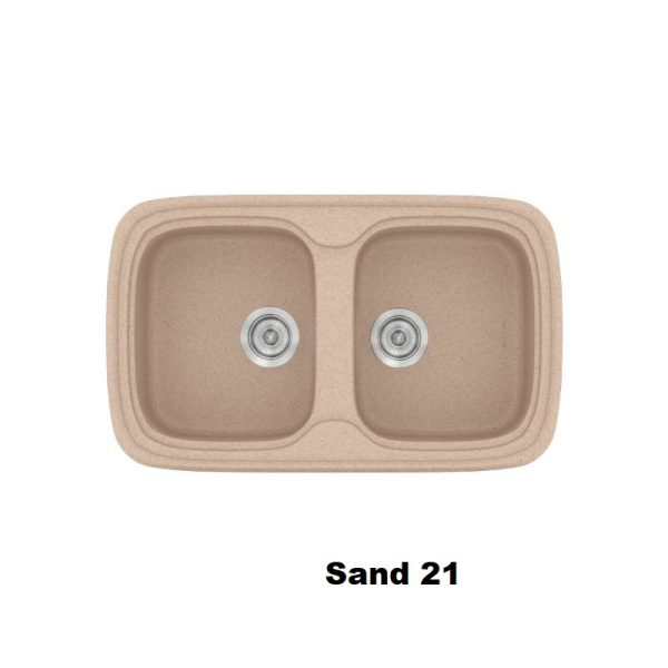 Μπεζ αμμου συνθετικος νεροχυτης κουζινας με 2 γουρνες 82χ50 Sand 21 Classic 312 Sanitec