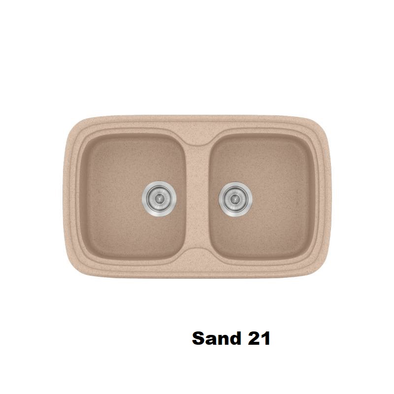 Μπεζ αμμου νεροχυτης κουζινας με 2 γουρνες συνθετικος 82χ50 Sand 21 Classic 312 Sanitec