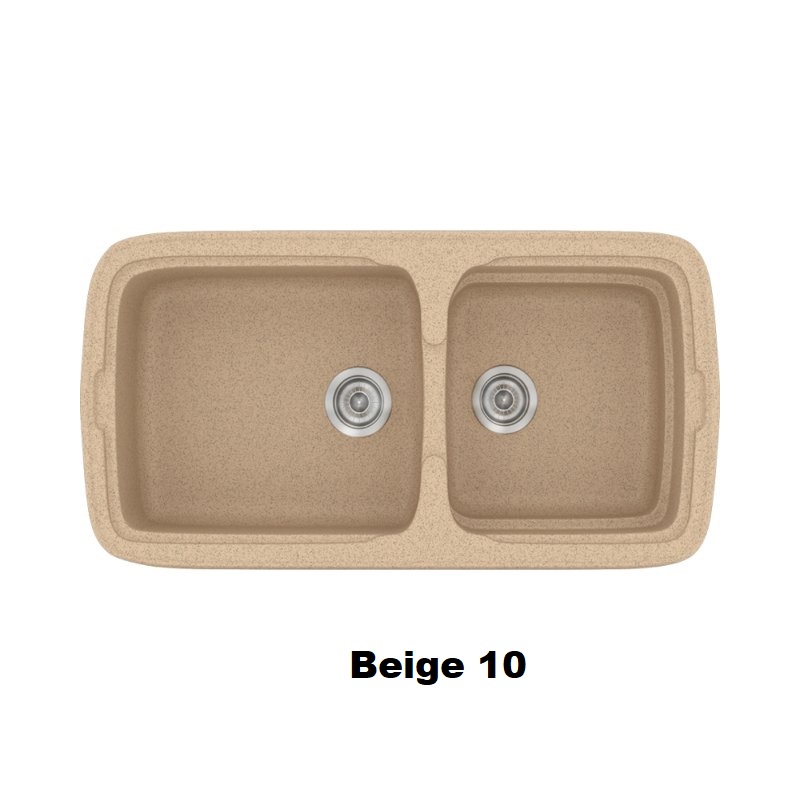 Beige Modern 2 Bowl Composite Kitchen Sink 96×51 10 Classic 305 Sanitec