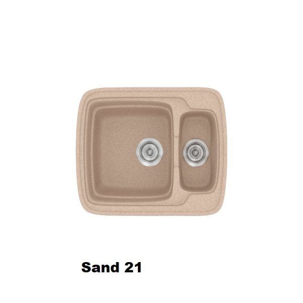 Μπεζ συνθετικος μικρος νεροχυτης κουζινας μοντερνος διπλος 60χ51 Sand 21 Classic 314 Sanitec
