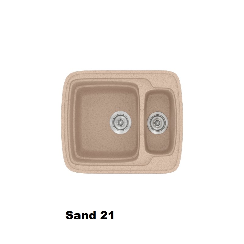 Μπεζ μικρος νεροχυτης κουζινας συνθετικος μοντερνος διπλος 60χ51 Sand 21 Classic 314 Sanitec