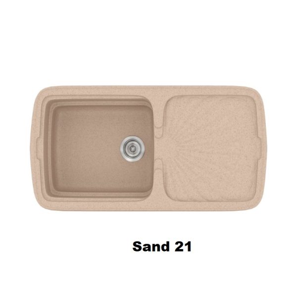 Sand Modern 1 Bowl Composite Kitchen Sink with Drainer 96x51 21 Classic 306 Sanitec