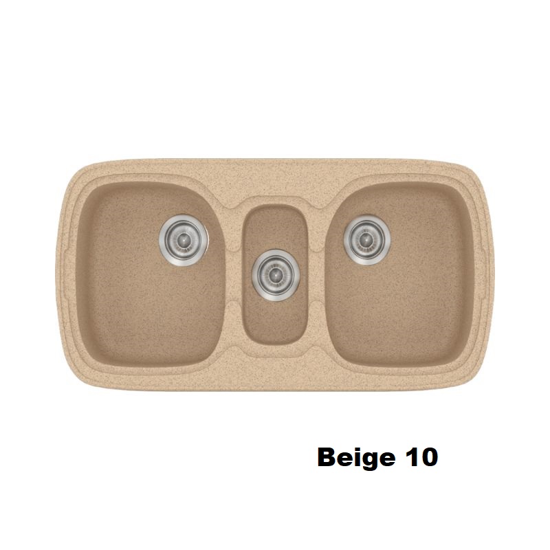 Beige Modern 2,5 Bowl Composite Kitchen Sink 96×51 10 Classic 303 Sanitec