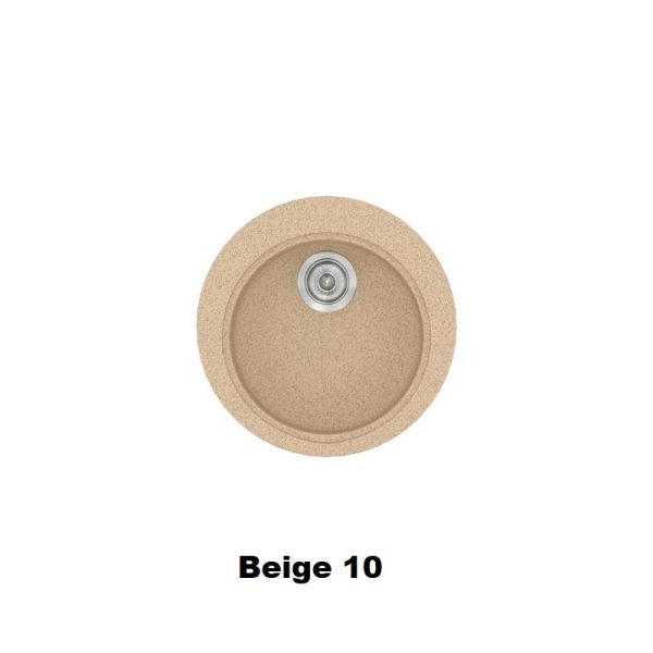 Beige Modern 1 Bowl Small Round Composite Kitchen Sink Ø48 Classic 316 Sanitec