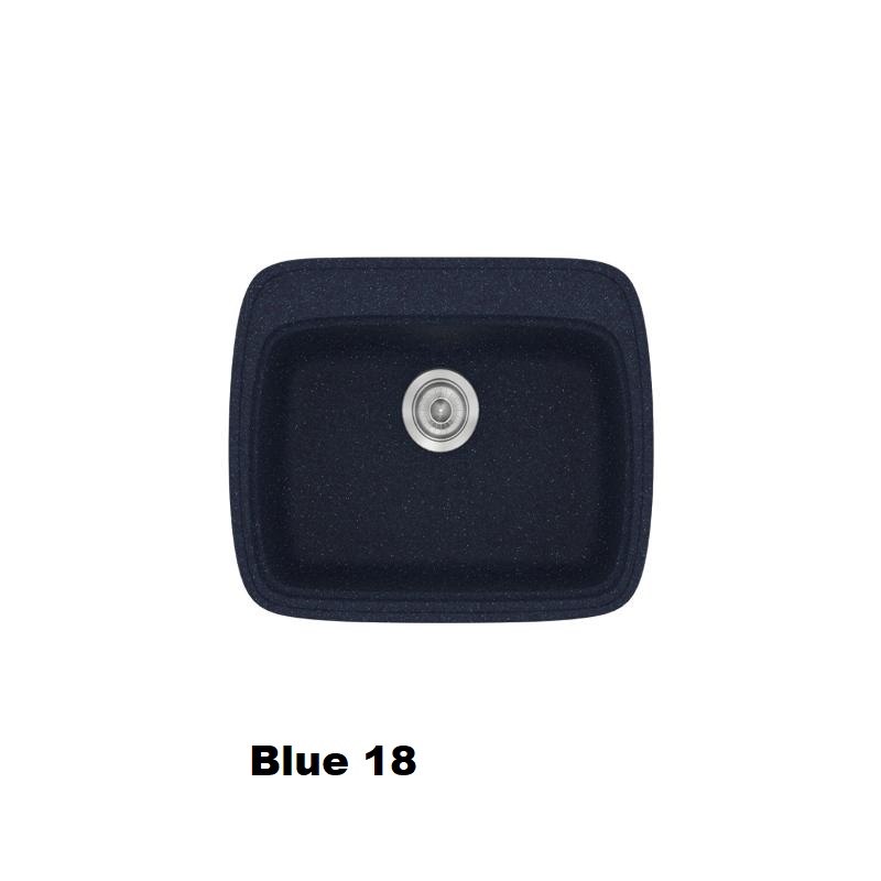 Μπλε μοντερνος μικρος συνθετικος νεροχυτης κουζινας 58χ50 με μια γουρνα Blue 18 Classic 313 Sanitec