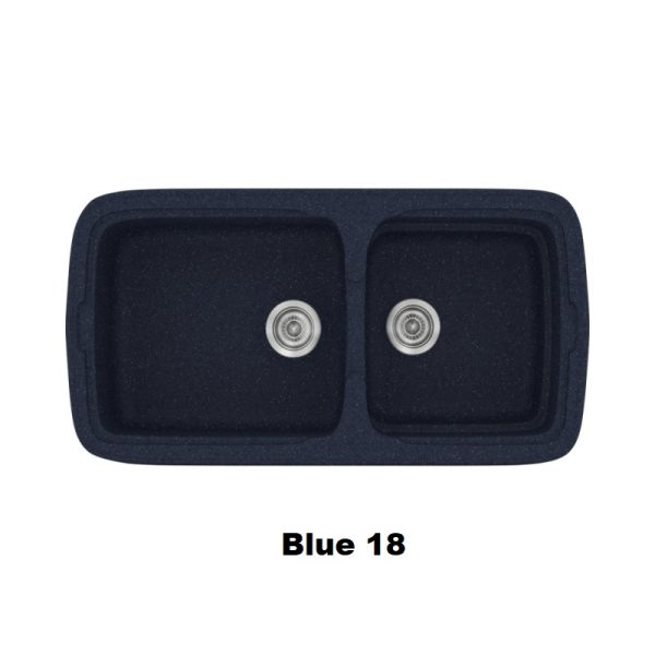 Blue Modern 2 Bowl Composite Kitchen Sink 96x51 18 Classic 305 Sanitec