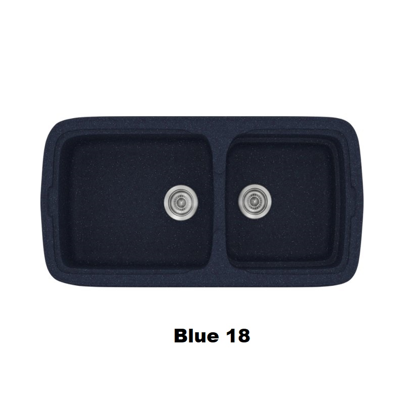 Μπλε νεροχυτες κουζινας συνθετικοι με 2 γουρνες 96χ51 Blue 18 Classic 305 Sanitec