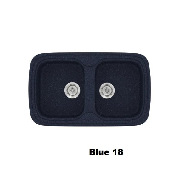 Μπλε συνθετικος νεροχυτης κουζινας μοντερνος με δυο γουνρες 82χ50 Blue 18 Classic 312 Sanitec