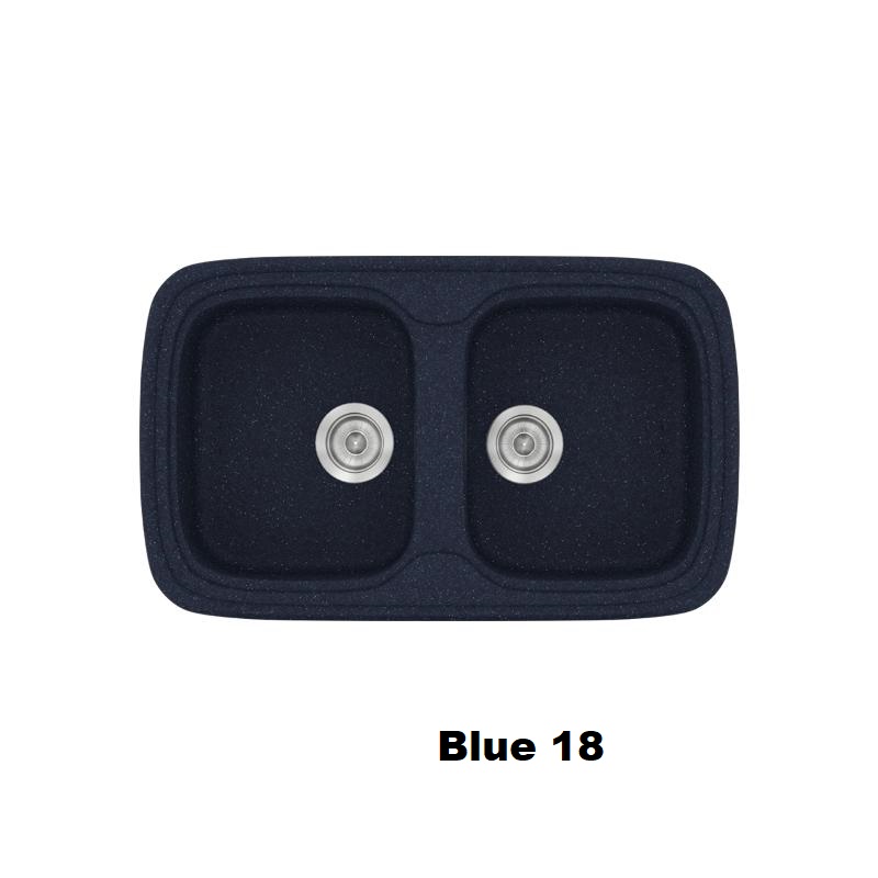 Μπλε νεροχυτης κουζινας συνθετικος μοντερνος με δυο γουνρες 82χ50 Blue 18 Classic 312 Sanitec