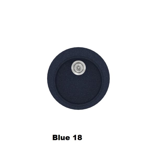 Στρογγυλος μπλε συνθετικος νεροχυτης για κουζινα 1 γουρνα φ48 Blue 18 Classic 316 Sanitec