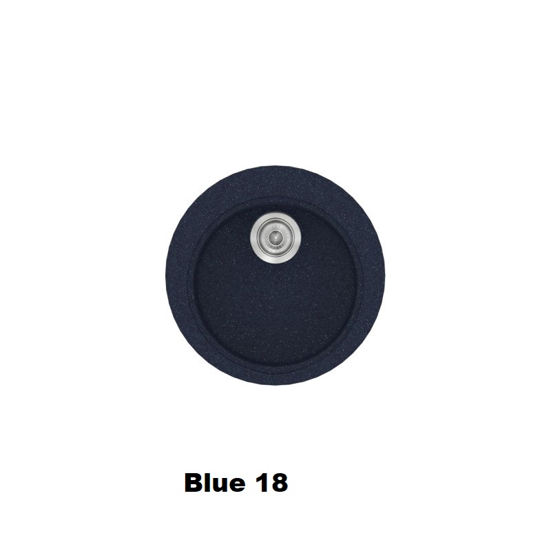 Μπλε στρογγυλος νεροχυτης συνθετικος για κουζινα 1 γουρνα φ48 Blue 18 Classic 316 Sanitec