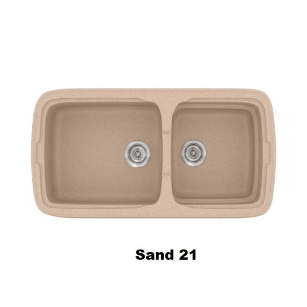 Νεροχυτες συνθετικοι κουζινας με 2 γουρνες μοντερνοι χρωμματος μπεζ αμμου Sand 21 Classic 305 Sanitec