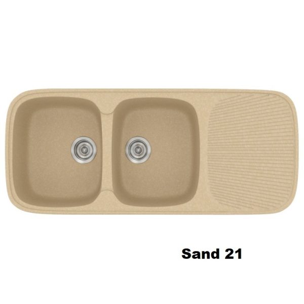 Συνθετικοι νεροχυτες κουζινας με δυο γουρνες και μαξιλαρι 116χ50 σε χρωμα μπεζ αμμου Sand 21 Classic 300 Sanitec