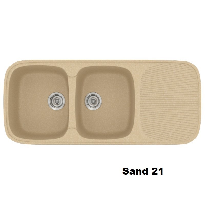 Νεροχυτες κουζινας με δυο γουρνες και μαξιλαρι 116χ50 σε χρωμα μπεζ αμμου Sand 21 Classic 300 Sanitec