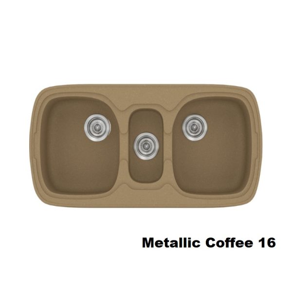 Νεροχυτες συνθετικοι κουζινας με τρεις γουρνες καφε μοντερνοι Metallic Coffee 16 Classic 303 Sanitec