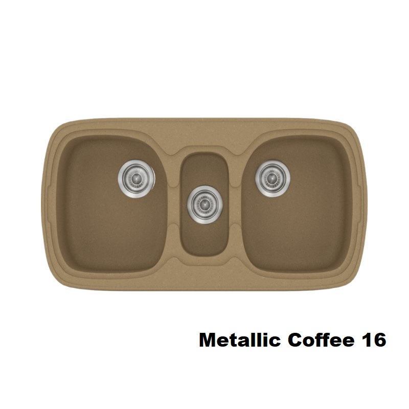 Νεροχυτες κουζινας με τρεις γουρνες συνθετικοι καφε μοντερνοι Metallic Coffee 16 Classic 303 Sanitec