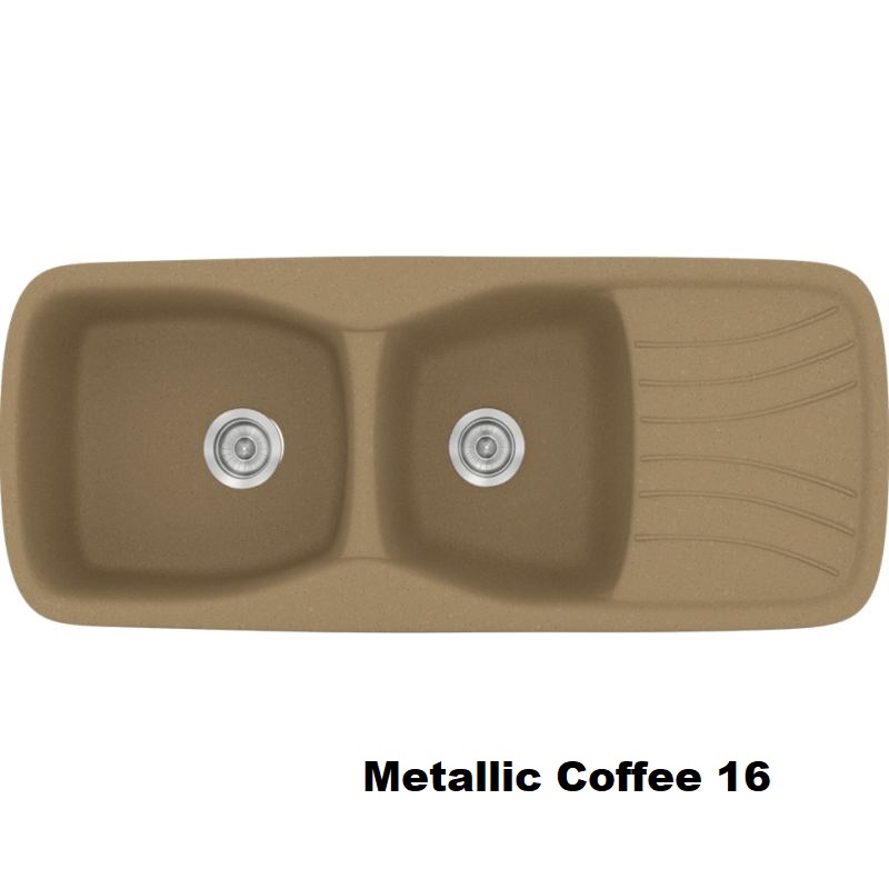 Metallic Coffee Modern 2 Bowl Composite Kitchen Sink with Drainer 120×51 16 Classic 311 Sanitec