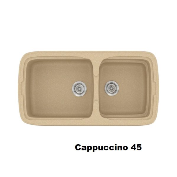 Νεροχυτες διπλοι συνθετικοι κουζινας χρωμματος μπεζ καπουτσινο 96χ51 Cappuccino 45 Classic 305 Sanitec
