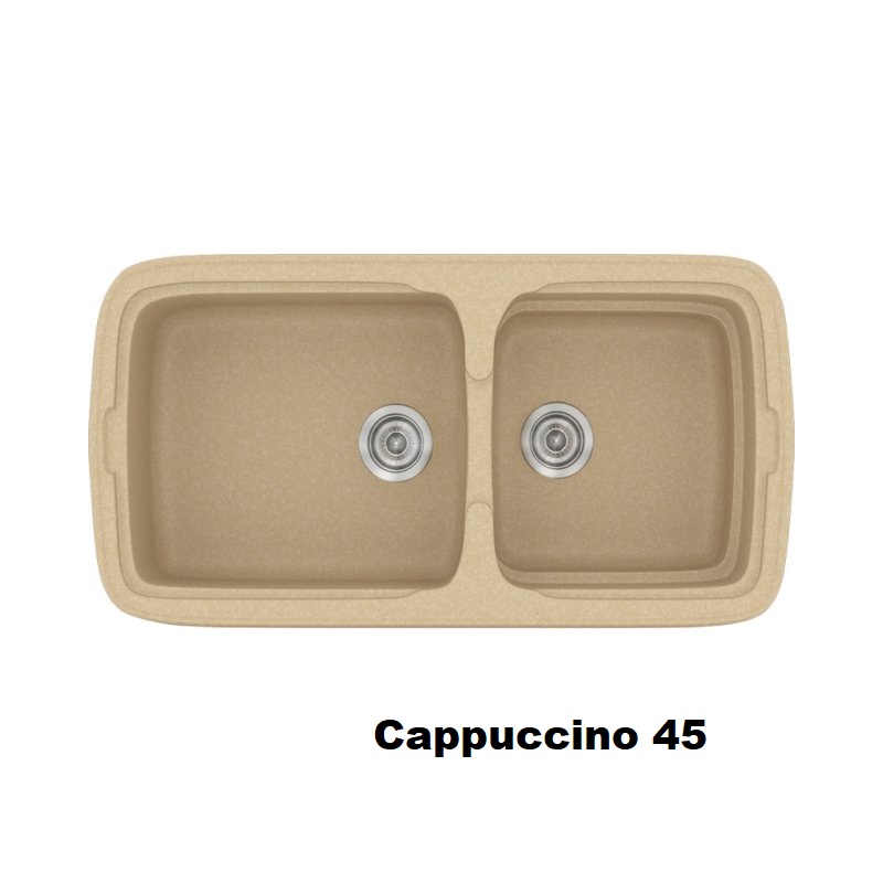 Νεροχυτες συνθετικοι κουζινας διπλοι χρωμματος μπεζ καπουτσινο 96χ51 Cappuccino 45 Classic 305 Sanitec