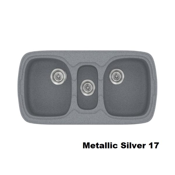 Συνθετικοι νεροχυτες με τρεις γουρνες μοντερνοι κουζινας γκρι ασημι 94χ51 Metallic Silver 17 Classic 303 Sanitec