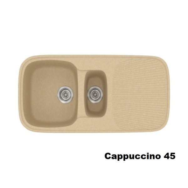 Cappuccino Modern 1,5 Bowl Composite Kitchen Sink with Drainer 97x50 45 Classic 301 Sanitec