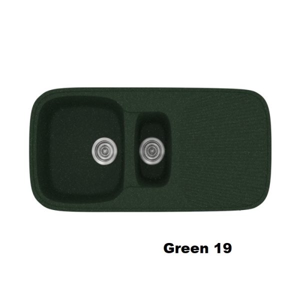 Πρασινοι νεροχυτες κουζινας συνθετικοι με μικρη και μεγαλη γουρνα και μαξιλαρι Green 19 Classic 301 Sanitec