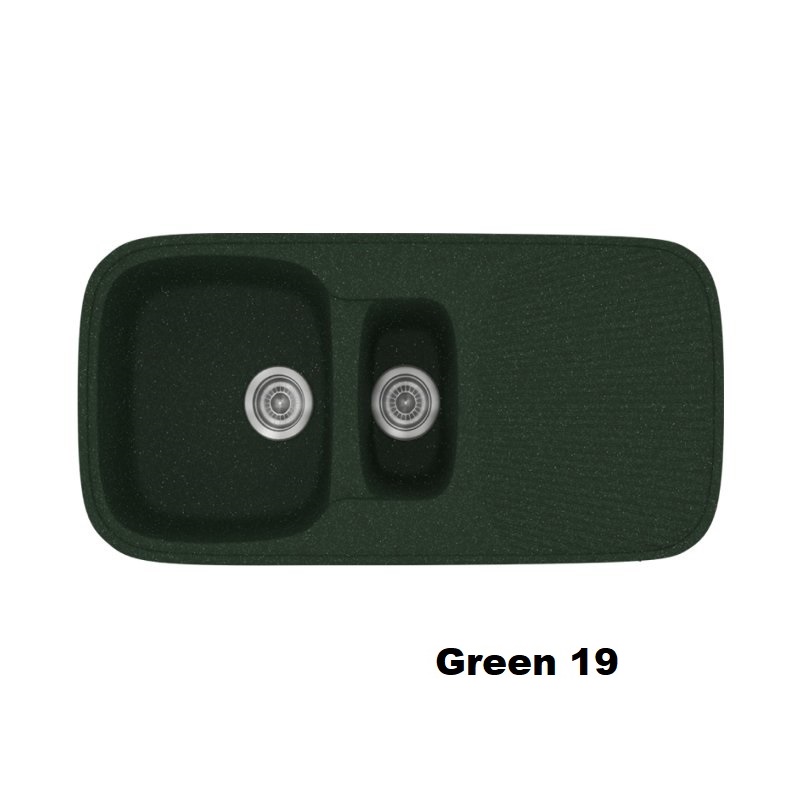Πρασινοι συνθετικοι νεροχυτες μοντερνοι με μικρη και μεγαλη γουρνα και μαξιλαρι Green 19 Classic 301 Sanitec