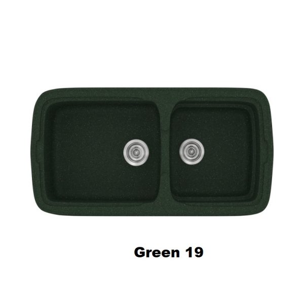 Πρασινος συνθετικος νεροχυτης κουζινας μοντερνος διπλος 96χ51 Green 19 Classic 305 Sanitec
