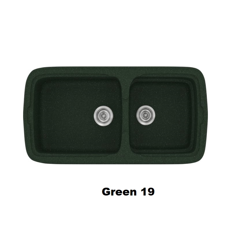 Green Modern 2 Bowl Composite Kitchen Sink 96×51 19 Classic 305 Sanitec
