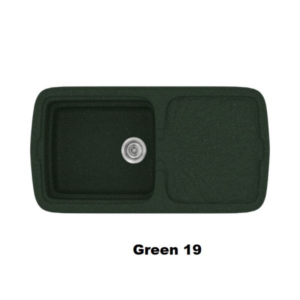 Green Modern 1 Bowl Composite Kitchen Sink with Drainer 96x51 19 Classic 306 Sanitec