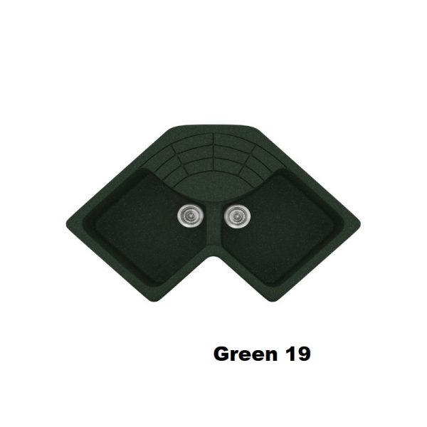 Πρασινος γωνιακος συνθετικος νεροχυτης κουζινας διπλος με μικρο μαξιλαρι Green 19 Classic 310 Sanitec