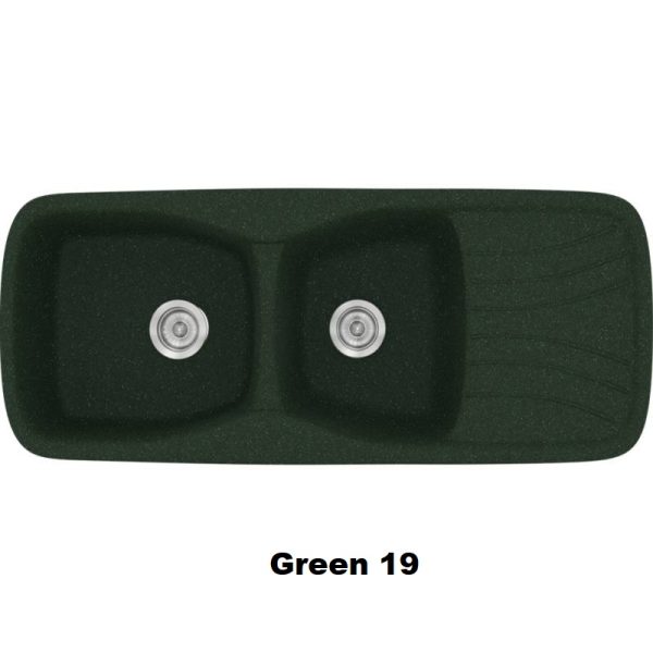 Πρασινος νεροχυτης κουζινας συνθετικος διπλος με ποδια μοντερνος 120χ51 Green 19 Classic 311 Sanitec