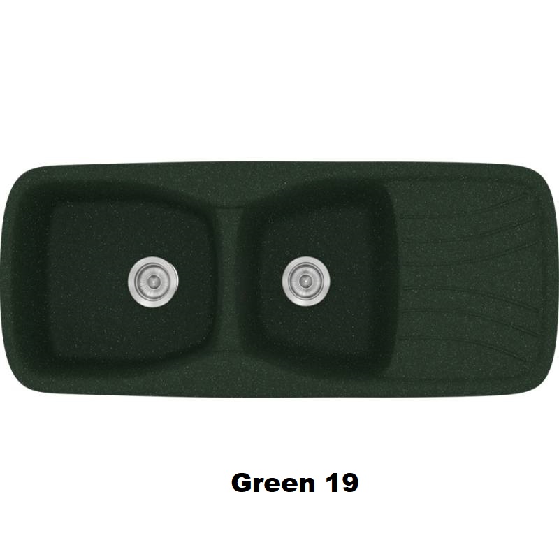 Πρασινος συνθετικος νεροχυτης κουζινας διπλος με ποδια μοντερνος 120χ51 Green 19 Classic 311 Sanitec