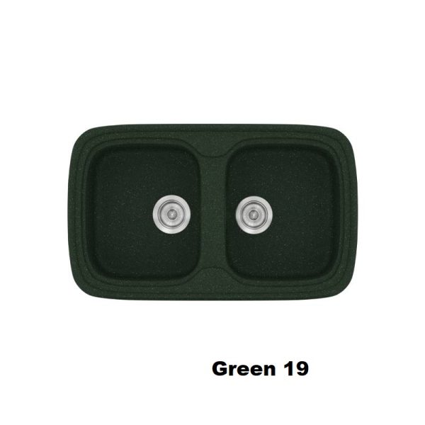 Πρασινος νεροχυτης κουζινας με δυο γουρνες συνθετικος 82χ50 Green 19 Classic 312 Sanitec