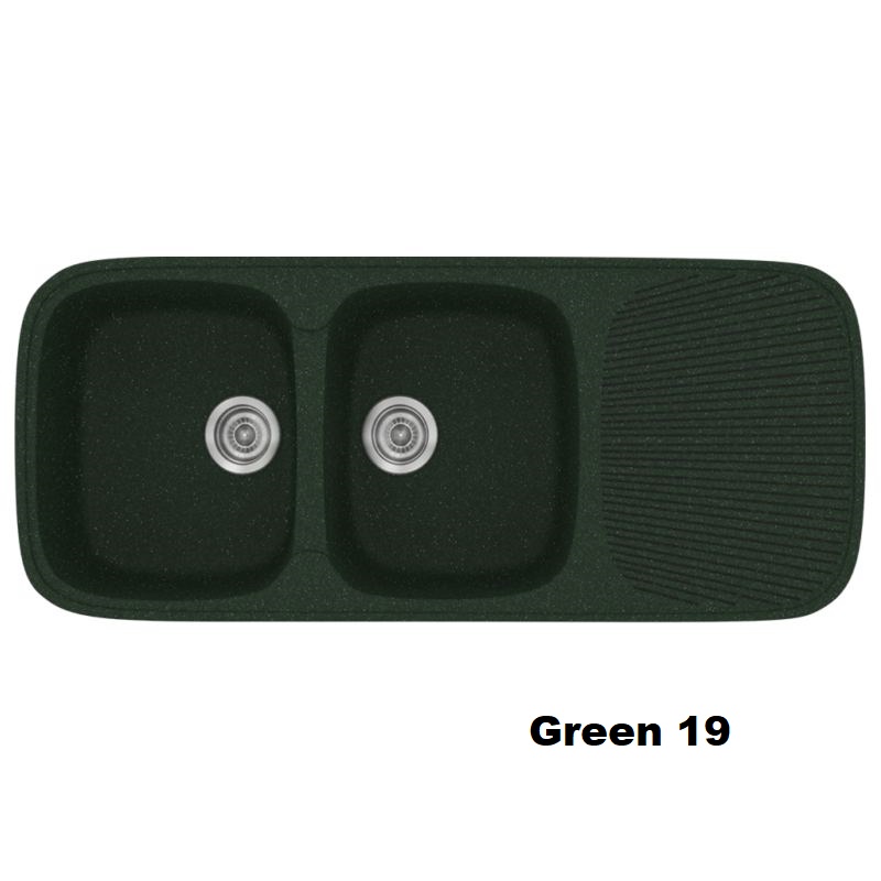 Πρασινος συνθετικος νεροχυτης με δυο γουρνες και μαξιλαρι μοντερνος Green 19 Classic 300 Sanitec