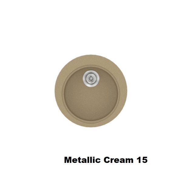 Metallic Cream Modern 1 Bowl Small Round Composite Kitchen Sink Ø48 Classic 316 Sanitec