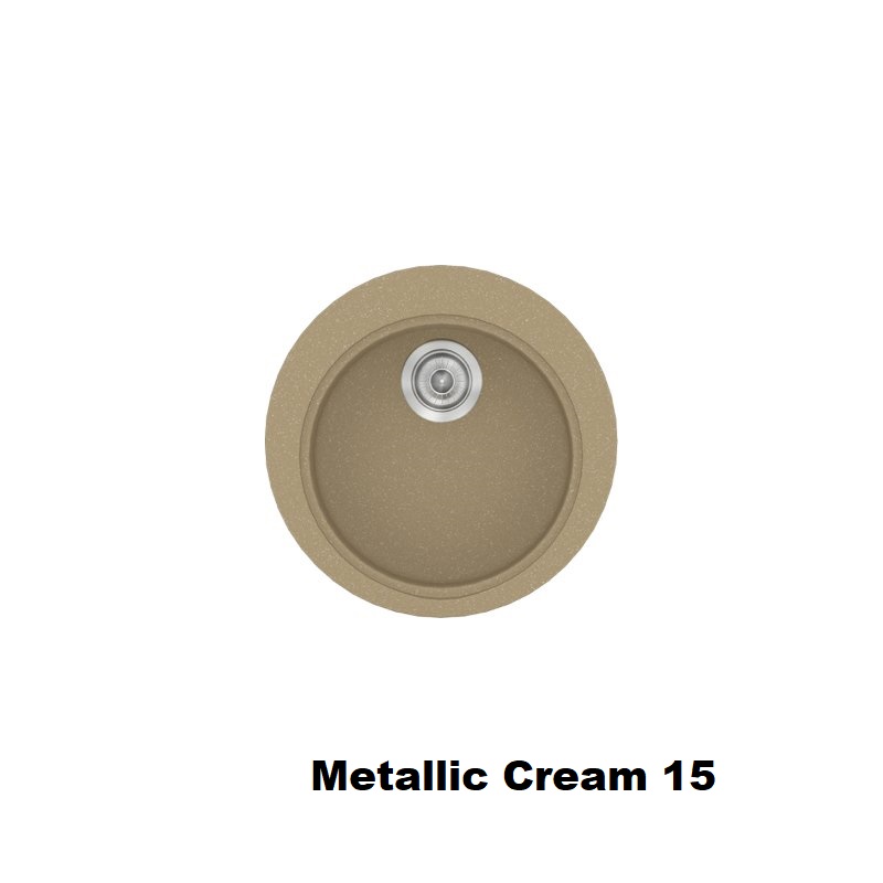 Στρογγυλοι νεροχυτες κουζινας συνθετικοι μοντερνοι 48 εκατοστων κρεμ Metallic Cream 15 Classic 316 Sanitec