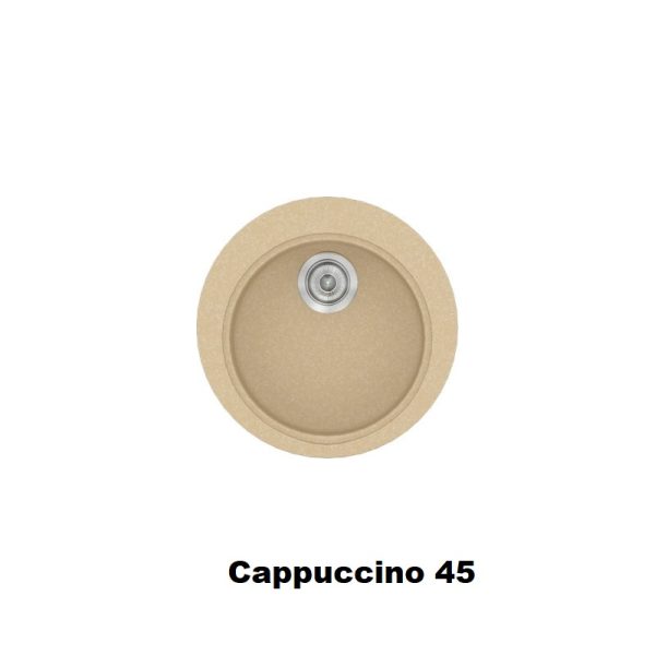 Στρογγυλος συνθετικος νεροχυτης κουζινας μοντερνος καπουτσινο διαμετρου 48 εκατοστων Cappuccino 45 Classic 316 Sanitec