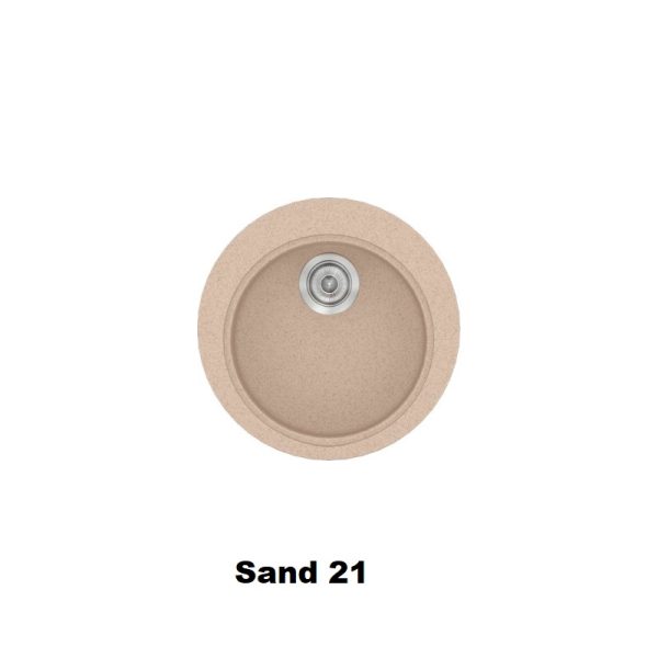 Στρογγυλος συνθετικος νεροχυτης μοντερνος μπεζ αμμου διαμετρου 48 Sand 21 Classic 316 Sanitec
