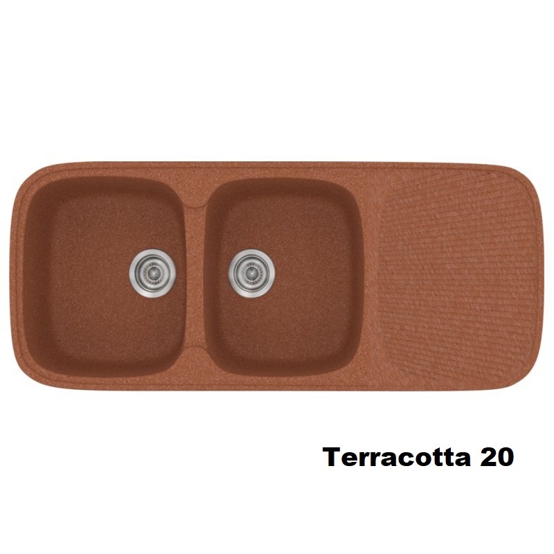 Συνθετικοι μοντερνοι νεροχυτες κουζινας με δυο γουρνες και μαξιλαρι 116χ50 κοκκινοι τερακοτα Terracotta 20 Classic 300 Sanitec